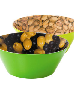 Lot 2 bols apéritifs assortis en mélamine imprimé motif olives et pistaches